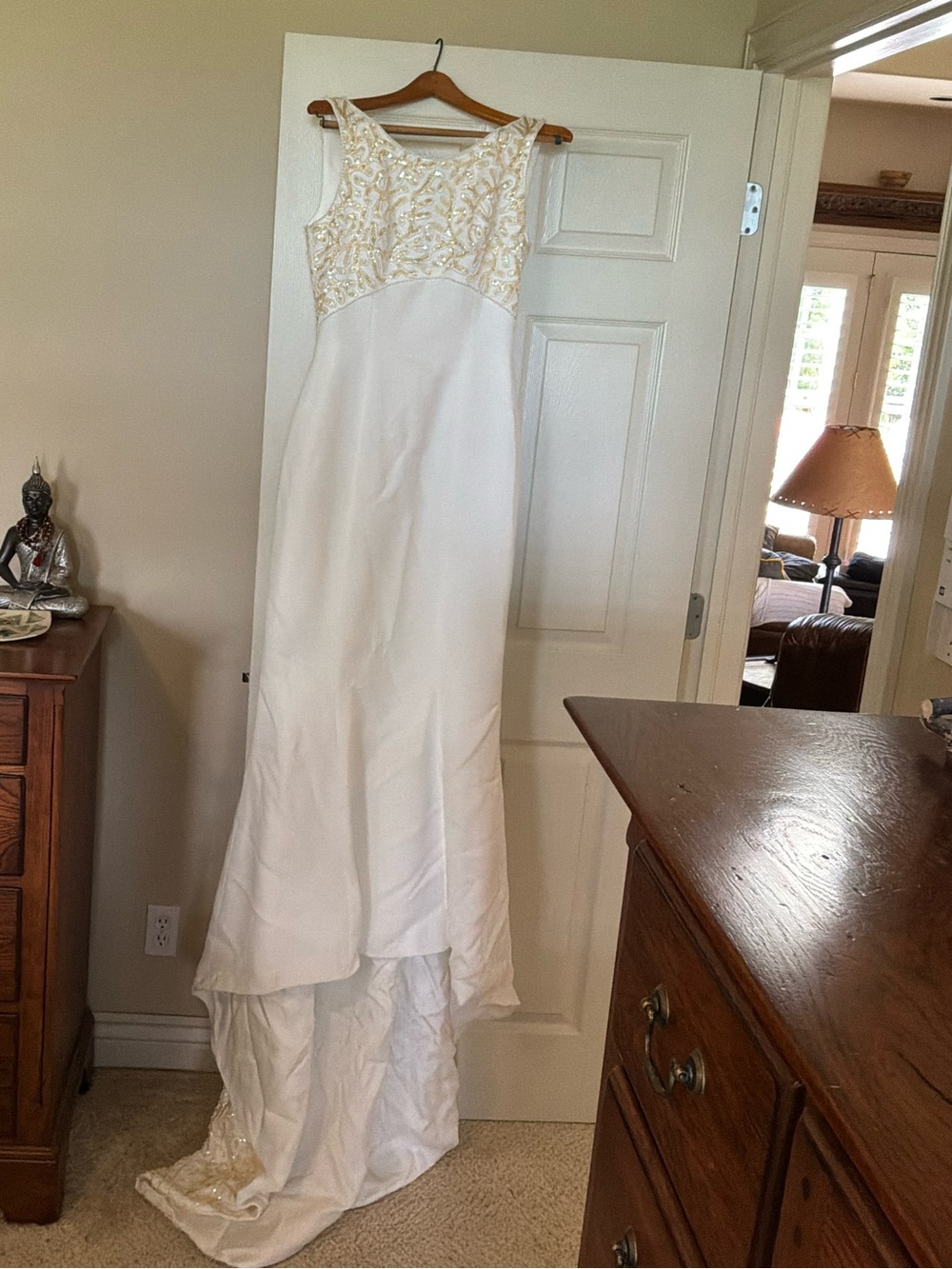Elegant White & Gold Embellished Wedding Dress